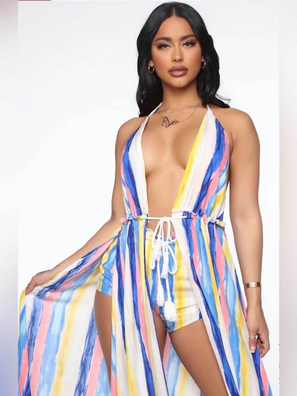 Fashion Nova Gypsy Rose Maxi Top and Shorts Set Size Small Blue Combo - Picture 3 of 10